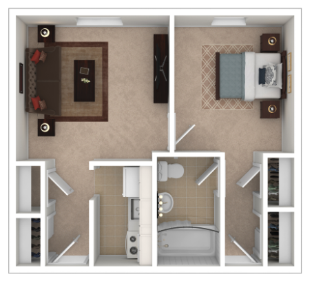 Floor plan for 1 bed, 1 bath, 550 sqft